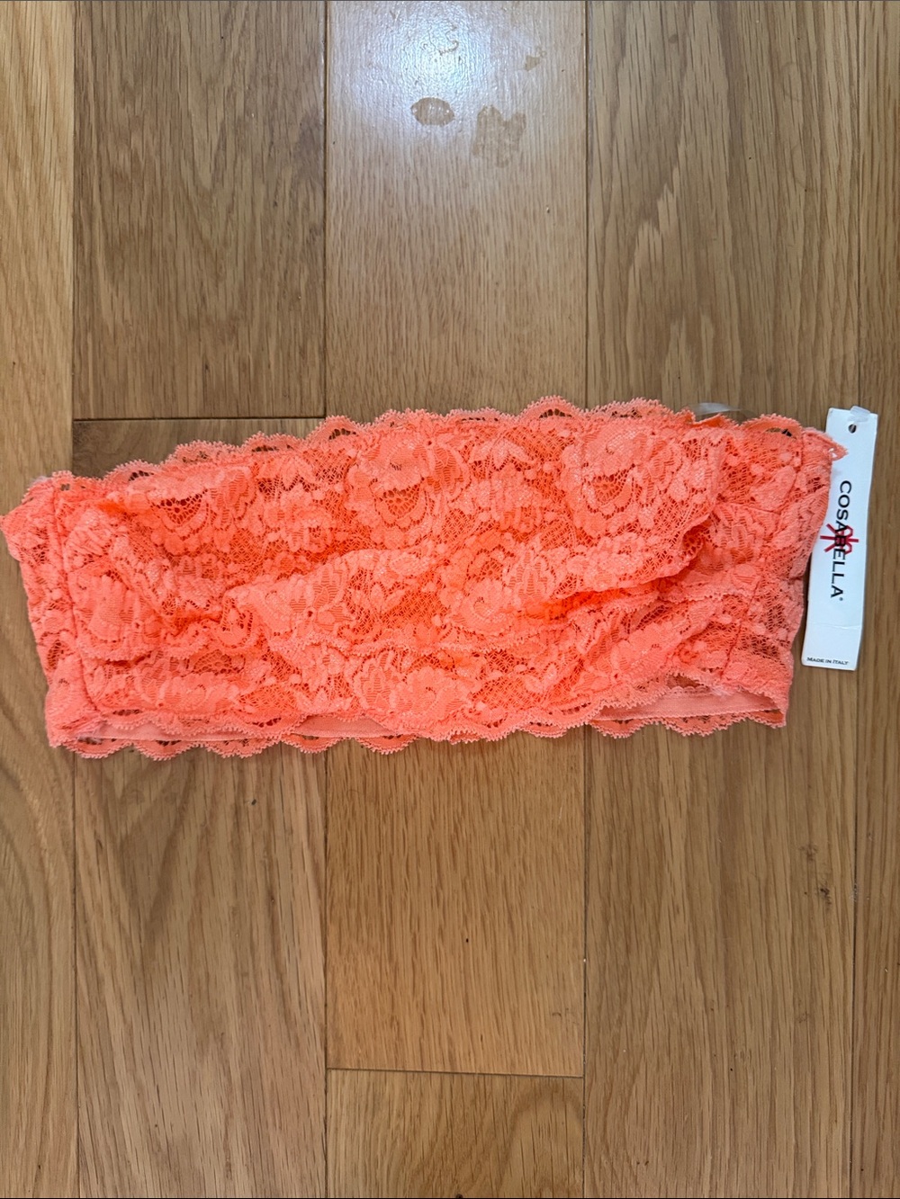 Cosabella Bandeau Bra Never Say Never Flirtie Coral Lace Size Small New with Tag